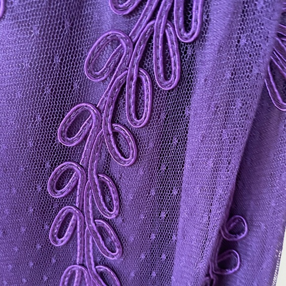 Cachet Purple Embroidered Tulle Trumpet Gown - Picture 9 of 16